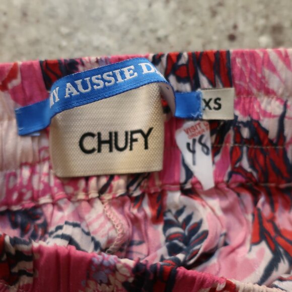 Womens Chufy Pink White Floral Elasticized My Aussie Days Drawstring Shorts XS - Picture 7 of 7